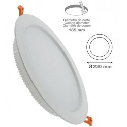 Downlight LED Redondo 230mm Blanco 25W, Corte 190mm ideal Techos de Lamas
